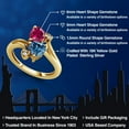 thumbnail image 2 of Gem Stone King 18K Yellow Gold Plated Silver Red Created Ruby Persian Blue Moissanite Ring for Women (1.79 Cttw, Heart Shape 6MM, Gemstone July Birthstone, Size 6), 2 of 6