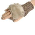 thumbnail image 6 of Yesbay Women Faux Rabbit Fur Hand Wrist Warmer Winter Fingerless Knitted Gloves-Light Grey, 6 of 6