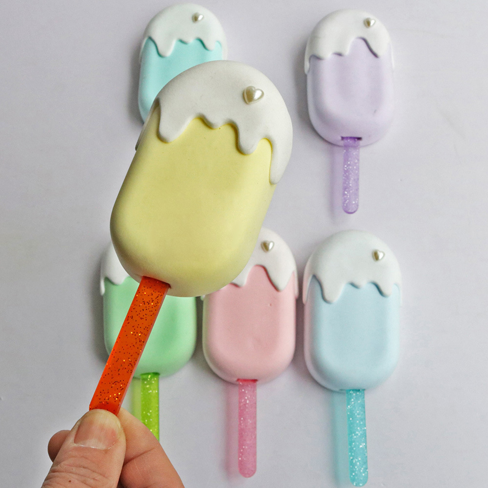 Set of 50 Acrylic Ice Cream Sticks Popsicles Stick Multicolor Ice Cream Tools Making Kitchen Accessories
