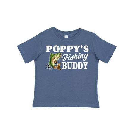 

Inktastic Poppy s Fishing Buddy with White Text Gift Toddler Boy Girl T-Shirt