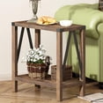 thumbnail image 3 of Farmhouse End Table Set of 2, Narrow Side End Table with Storage Shelf, Rustic A-Design Nightstand Sofa Table for Living Room, Bedroom, 3 of 6