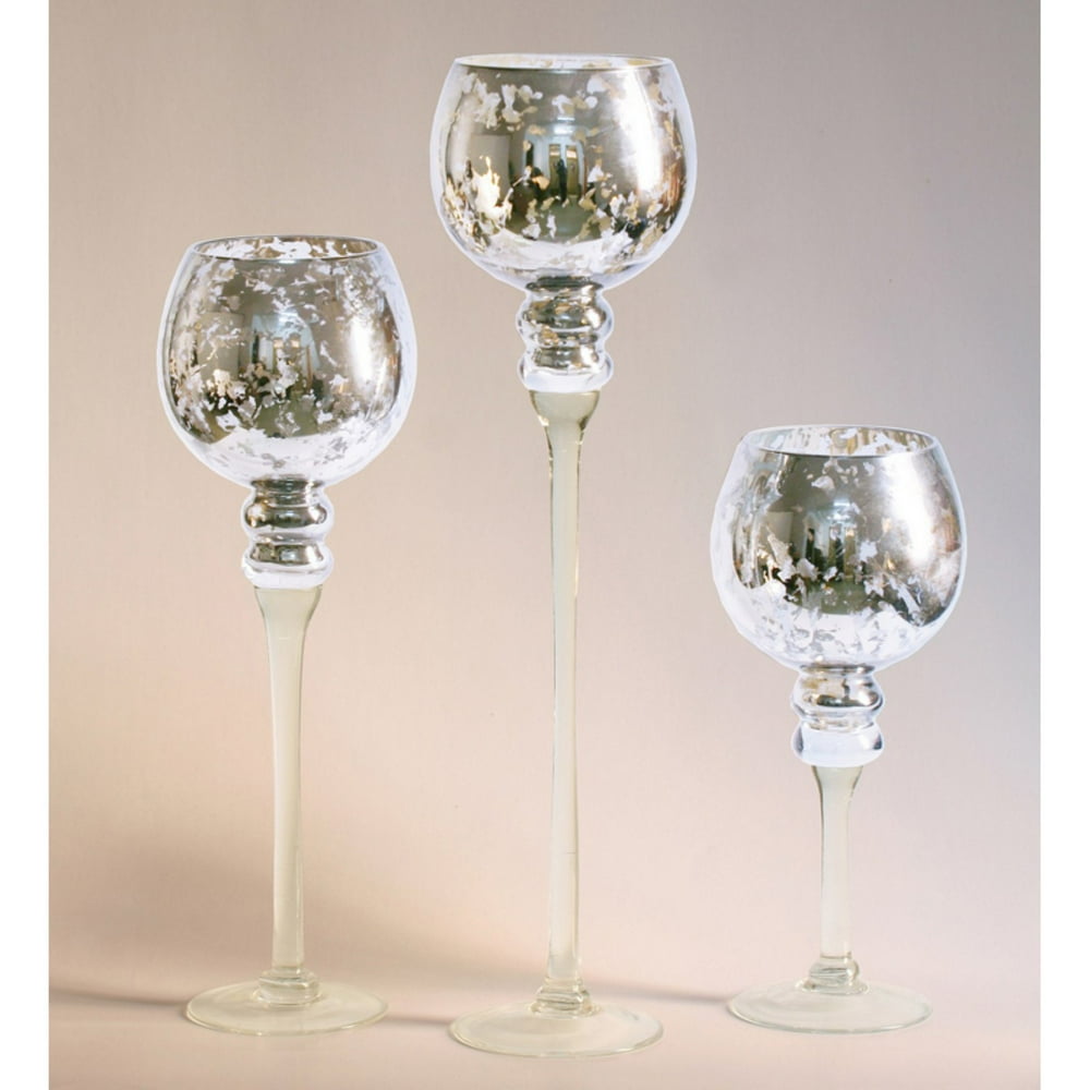 Privilege 3 piece Mercury Glass Stem Vases