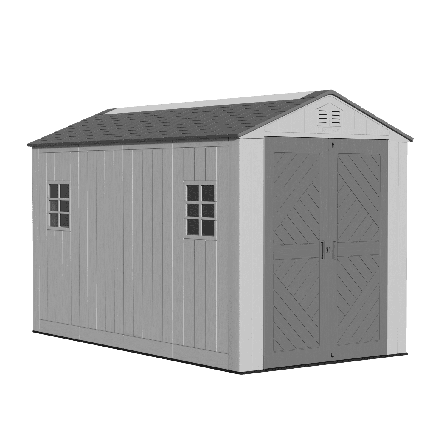 Yardgrace 11x6 Ft Resin Storage Shed with Window & Lockable Door, Double-Layer Plastic Tool Shed with Floor for Tools, Backyard, Patio, Gray
