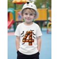 thumbnail image 1 of Halloween T-shirt - Boys' Halloween Pumpkin Bat Graphic T-Shirt - White Short Sleeve Round Neck Casual Top with Black Print, Soft Breathable Fabric for Summer, Playful outdoor & Casual attire, 1 of 6