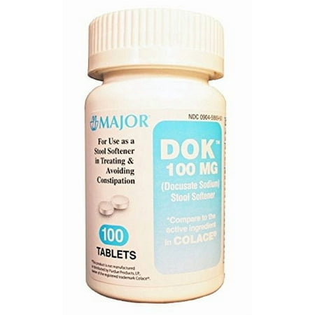 Major DOK Docusate Sodium Tablets, 100 mg, 100 Count
