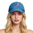 thumbnail image 2 of bravefron Cancer Awareness Baseball Cap, Washed Distressed Vintage Style with Embroidered Pink Ribbon, Adjustable Cotton Hat for Women Men, 2 of 5