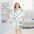thumbnail image 5 of FORMRS Wearable Blanket Hoodie with Sleeves for Kids Cozy Flannel Sweatshirt, Green Dinosaur Pattern, 5 of 7