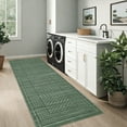 thumbnail image 3 of Garvee 2'x8' Checkered Runner Rugs Modern Geometric Carpet, Soft Low Pile Accent Rug Washable Rug with Non-Slip Backing for Hallway Bedroom Kitchen, Green, 3 of 8