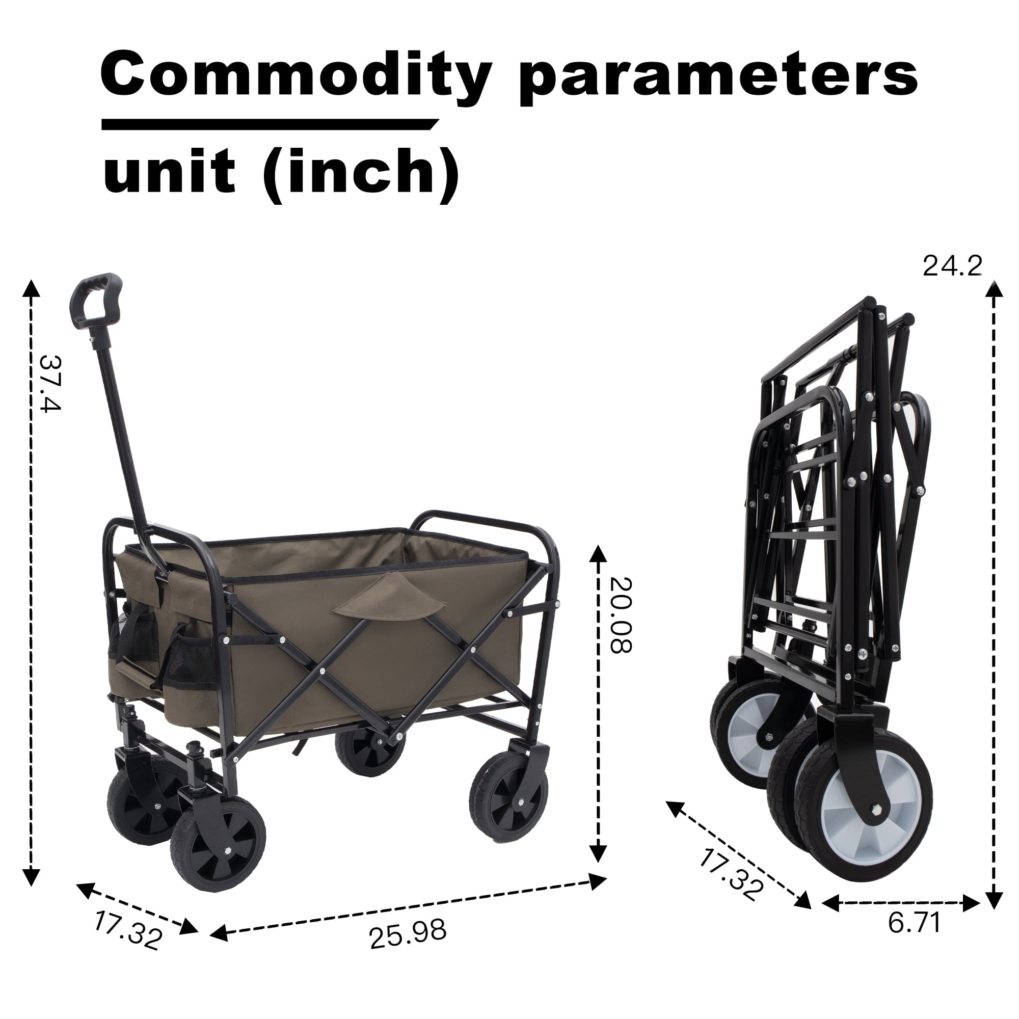 Foldable Wagon Cart Beach Wagon Heavy Duty Utility Cart Utility Wagon Grocery Cart for for Camping