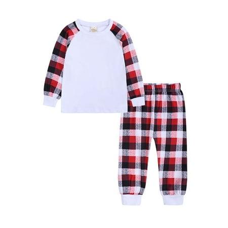 

Spring hue Christmas Family Pajamas with Plaid Pattern Ribbed Elastic Waist