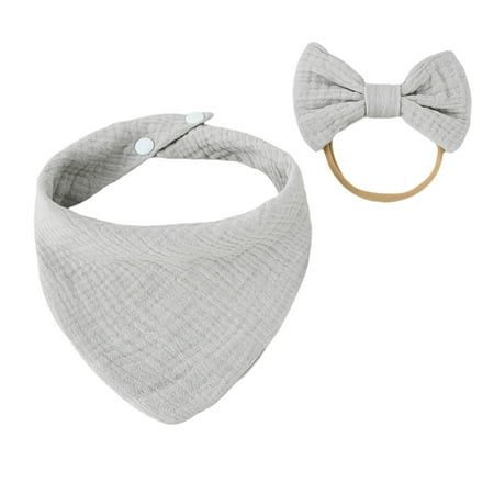 

LSFYSZD Bib Sets Unisex Baby Drooling Bib with Bow Headband Set for Newborn Infant Toddler