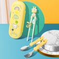 thumbnail image 2 of 4Pcs/Set Children Tableware Cartoon Deer Anti-scald Stainless Steel Spoon Fork Chopsticks Set for Toddler, 2 of 12