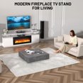 thumbnail image 6 of KOKEBREN 70"Wide TV Stand with Electric Fireplace for TVs Up to 80 Inch,12 Colors LED Lights & Flame,2 Tier Storage 2 Door Cabinet for The Living Room TV Stand,White, 6 of 7
