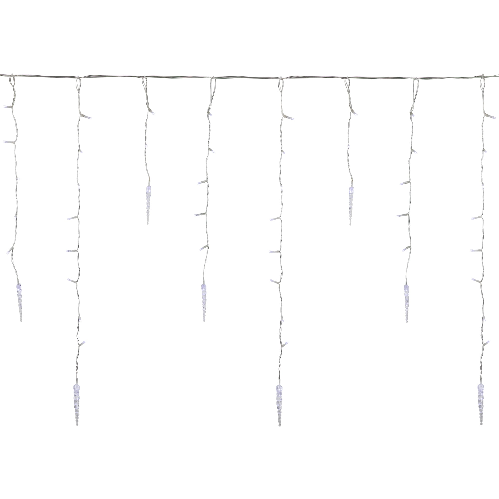 360 Count Ice Pillars Christmas Icicle Light Set - Pure White LED Lights Clear Wire