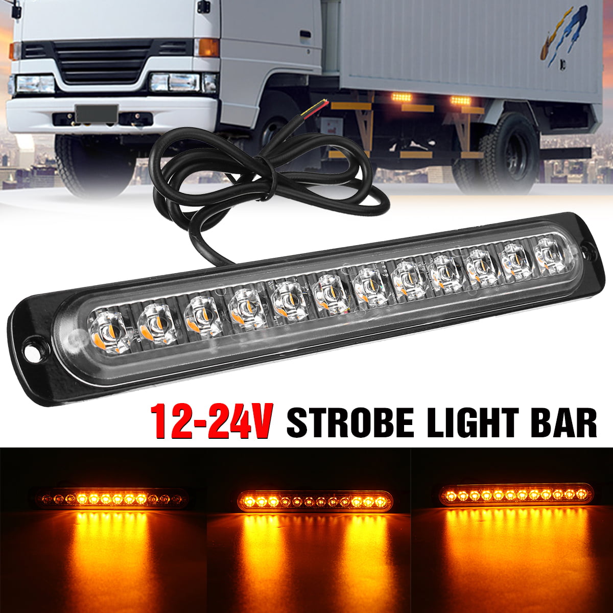 44" 40 LED Warning Emergency Traffic Advisor Strobe Light Bar Amber Truck 12/24V 