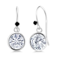 Gem Stone King 925 Sterling Silver Black Diamond Earrings Set with Moissanite (1.62 Cttw, Round 6MM)