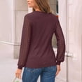 thumbnail image 6 of ManxiVoo Sophisticated Long Sleeve Blouse with Delicate Lace Detail Versatile Casual to Business Tops for Women 2025 Essential Wear L Size Wine, 6 of 7