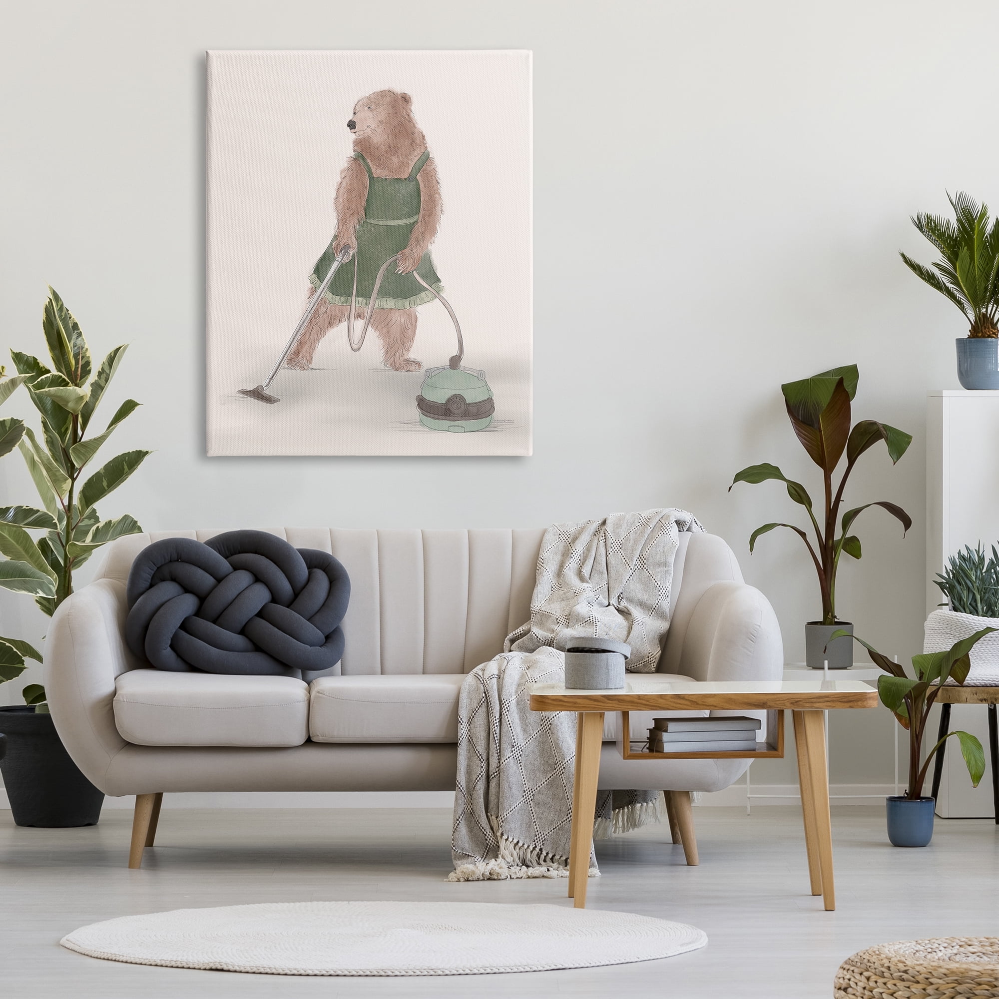 Stupell Industries Bear Vacuuming in Apron Animals & Insects Painting Gallery Wrapped Canvas Print Wall Art, 36 x 48