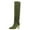 Green, variant on FSJ Women Trendy Pointed Toe Medium Chain Heel Knee High Boots Stretch Side Zipper Evening Work Outfit Shoes Size 8 Pink