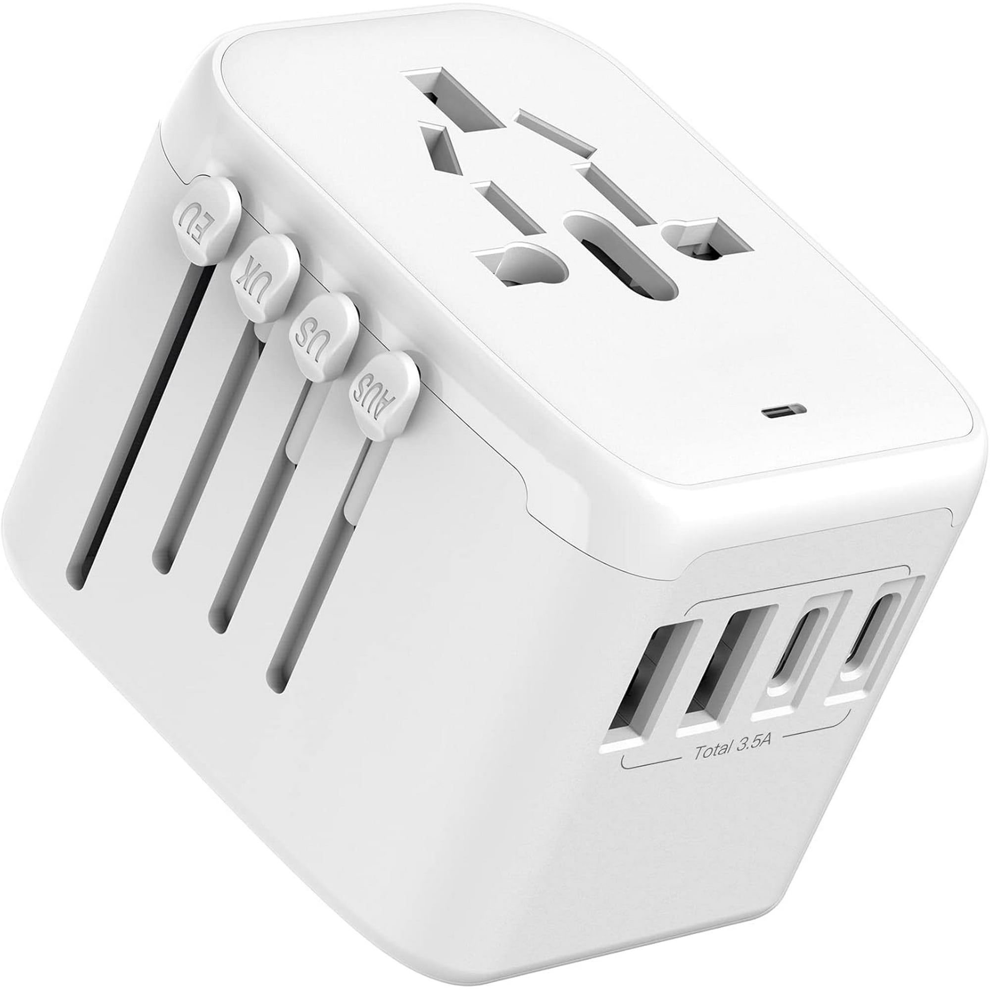 Adaptateur De Voyage Universel - 4 Ports USB, Compatible US EU UK, Chargeur Mondial, Neuf