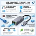 thumbnail image 2 of UniLink (TM) USB 3.0 to 10/100/1000 Gigabit Ethernet LAN Network Adapter, USB3.0 to RJ45, 2 of 6