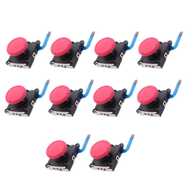 10Pcs Analog Joystick with Thumbstick Grips Accessories Multi-functional Games Sensor Parts Button Left Handle Joycon Controller Kit Professionals Red