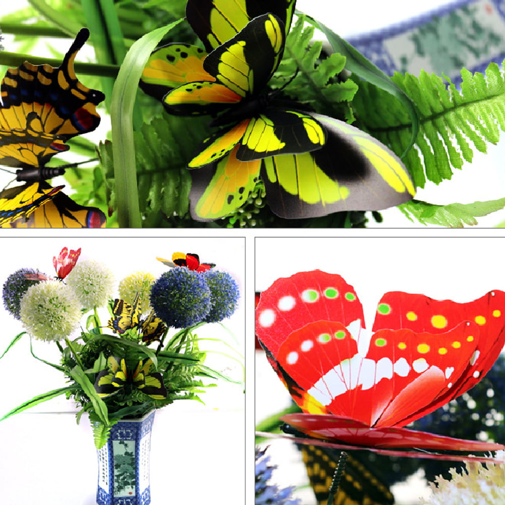 Yesbay 10Pcs Artificial Butterfly Insert Rod Garden Decor DIY Flower  Arrangement,Random Color 10pcs 