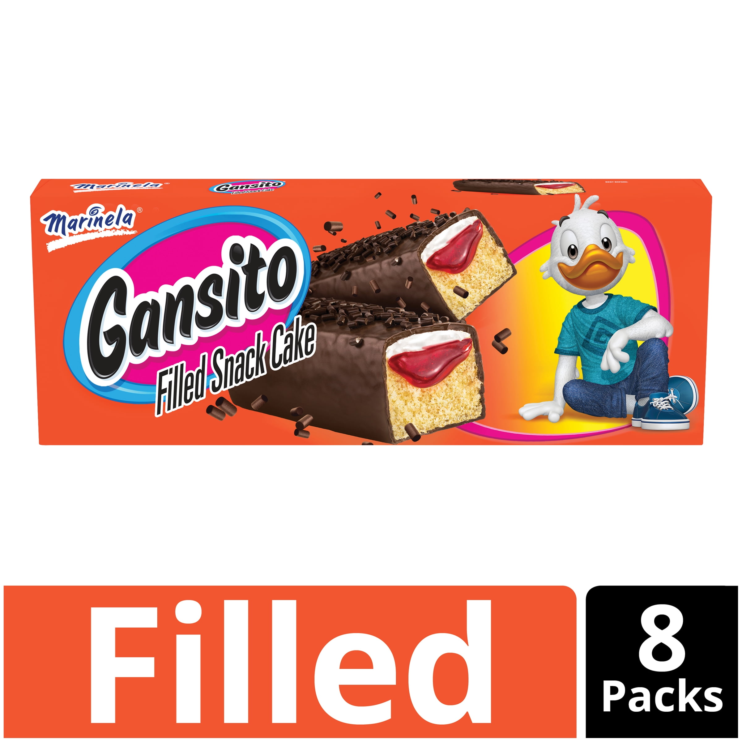 Marinela Gansito Strawberry And Crème Filled Snack Cakes With Chocolate ...