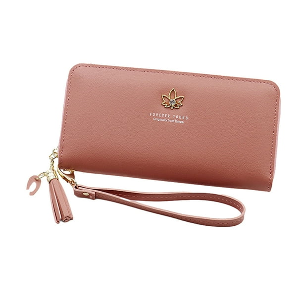 Qarigey Cartera de cuero PU duradera para diario y tarjetero de larga duración, cartera para mujer Carteras Rosa profundo