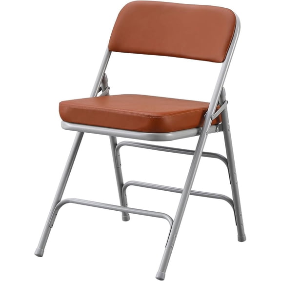 Folding Chairs with Ultra Thick Padded Seat Foldable Chair Indoor Comfortable Metal Chairs with Soft Cushion Brown