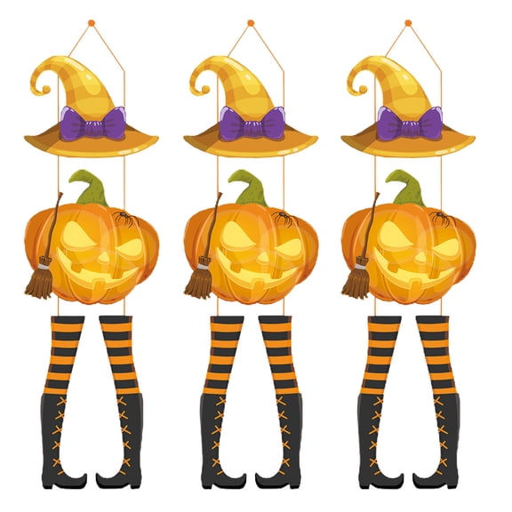 Sunshinehomely 3 Pcs Halloween Hanging Decorations, Halloween Door Hanger, Halloween Pumpkin Ghost Door Hanging Sign, Front Door Halloween Decor, Home Fall Decor for Halloween Party Supplies
