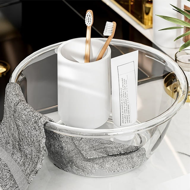 Thicken PET Transparent Wash Basin, Light Luxury Style Multifunction Clear Dish Tub for Home Kitchen Bathroom