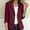 Wine women's casual blazer jacket a1, variant on thefmos Women's Fall Spring Collared 3/4 Sleeve Button Down Open Front Casual Blazer Jacket Blouses Tops Work Office Fashion Outerwear, Black XL