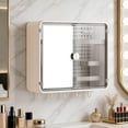 thumbnail image 7 of YIMWNYI Bathroom Wall Mounted Storage Cabinet, Double Door Adhesive Medicine Cabinet with Pegboard, No Drill Bathroom Organizer for Vanity Shower, Over The Toilet Storage, Waterproof Bathroom Shelves, 7 of 7