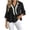 Black, variant on Womens Casual V Neck Tassel Trim 3/4 Flare Sleeve Peplum Hem Loose Fit Everyday Casual Blouses for Women