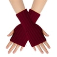 thumbnail image 2 of Gants Courts en Laine Multicolores Isolés pour Temps Froid pour Femmes, Mitaines Sans Doigts, 2 of 5