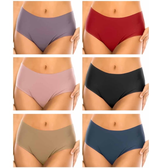 Women's Laser Cut Smooth Microfiber Stretch Solid Brief Panties 12 Pack (S)