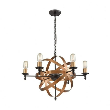 

Mid Century Modern Six Light Chandelier in Oil Rubbed Bronze Antique Brass Oil Rubbed Bronze/Brushed Antique Brass Finish Bailey Street Home
