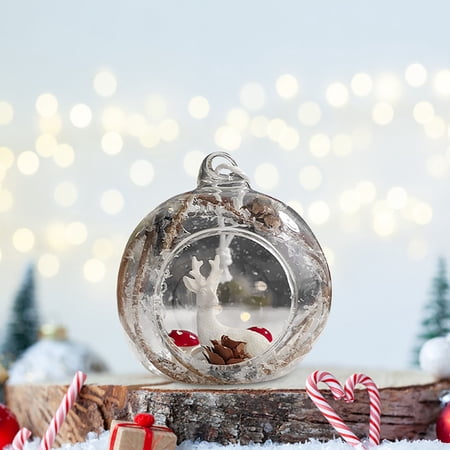 

Linjieee Christmas Decorations Decorations Seasonal Holiday Wedding Party Decorations Santa And Deer Hanging Pendant Clear Glass Three Decoration Pendant