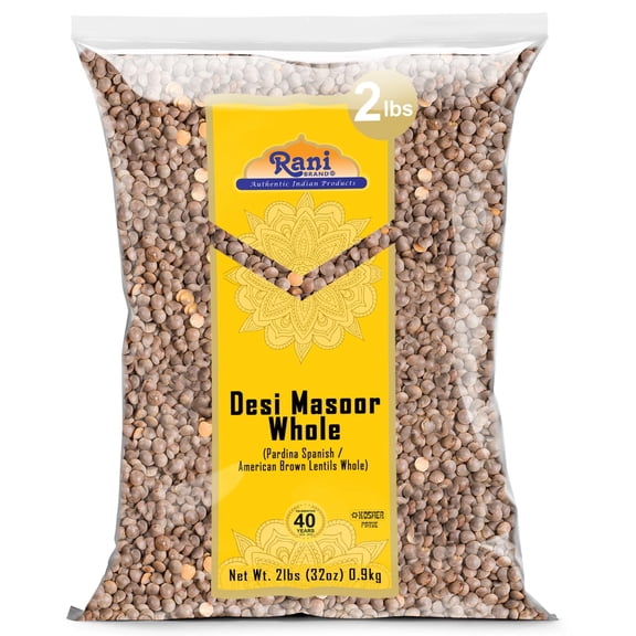 Rani Desi Masoor (Masur) Whole 32oz (2lbs) 907g (aka. Pardina Spanish / American Brown Lentils Whole) ~ All Natural | Vegan | Kosher | Gluten Friendly