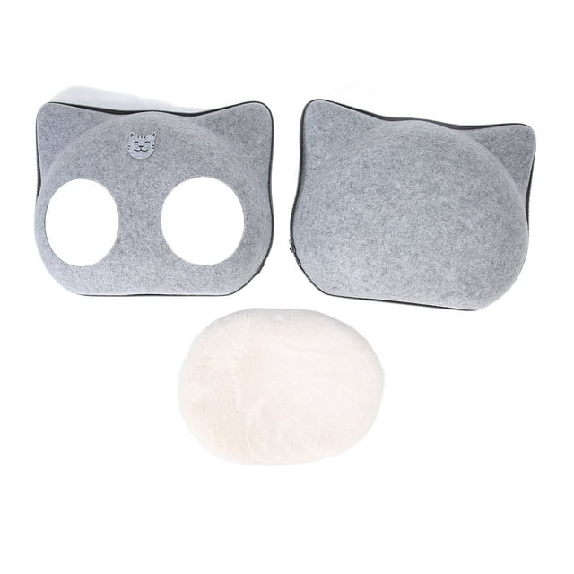 Nido de fieltro para mascotas, bonito diseño con cremallera, a prueba de arañazos, desmontable, lavable, túnel para gatos con cojín para las 4 estaciones