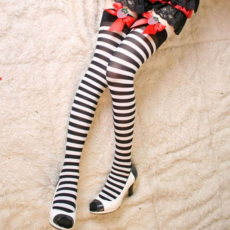 QASIEATN Stockings for Graceful Ladies Fashion Women Stripe Print Long Knee Socks  Fancy Dress Funny Dress Up Props Women's Accessories Red - Walmart.com