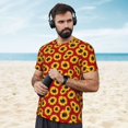 thumbnail image 4 of Wukai Sunflowers On Red Print Men's Short-Sleeved Mesh T-Shirt,Quick-Dry Short Sleeve Workout T-Shirt-4X-Large, 4 of 8