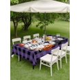 thumbnail image 3 of Outdoor Tablecloth with Umbrella Hole and Zipper, Halloween Rectangle Table Cloth 60x102 Inch Waterproof Tablecloth, Horror Pumpkin Crow Skull Purple Black Checkered Picnic Table Cover for Patio, 3 of 7