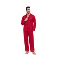 thumbnail image 4 of ANLIQI Men's 100% Cotton Pajamas Set Button Down Pajamas for Men Long Sleeve 2 Piece Sleepwear Lounge Sets with Pockets(Cherry XL), 4 of 8