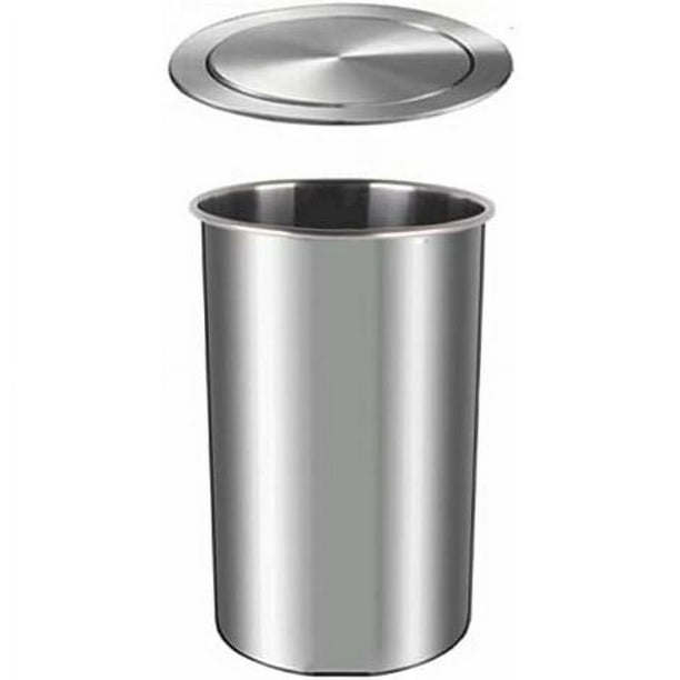 Bote de basura empotrado redondo con tapa según el plano de uso - Bote de basura de acero inoxidable con tapa integrada - Para cocina, baño, encimera tapa de acero inoxidable 340