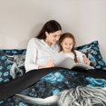 thumbnail image 5 of jejeloiu Blue Rose Highland Cow 7-Piece Twin Bedding Sets Kids,Floral Farm Print Bedding Comforter Set,Reversible, 5 of 7