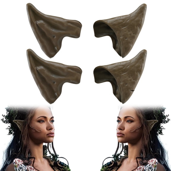 iClover Brown Elf Ears Halloween Cosplay Fairy Pixie Elf Ears Soft Pointed Ears Tips Anime Party Dress Up Costume Masquerade Accessories Elven Vampire Fairy Ears (1 Pair)
