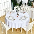 thumbnail image 3 of KAIPHO White Round Tablecloth Waterproof Stain Resistant Wrinkle Free Table Cloth 210GSM Polyester Washable Wipeable Table Cover for Party, Banquet, Wedding, Indoor and Outdoor (60 inch, Circle), 3 of 9