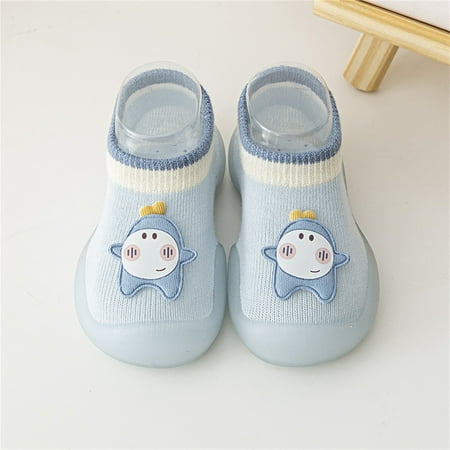 

LYCAQL Toddler Shoes Toddler Kids Baby Boys Girls Shoes First Walkers Cute Cartoon Antislip Wearproof Toddler House Shoes (Blue 18 )